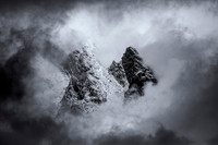 Split Second Gimpse of the Tetons - horz b/w